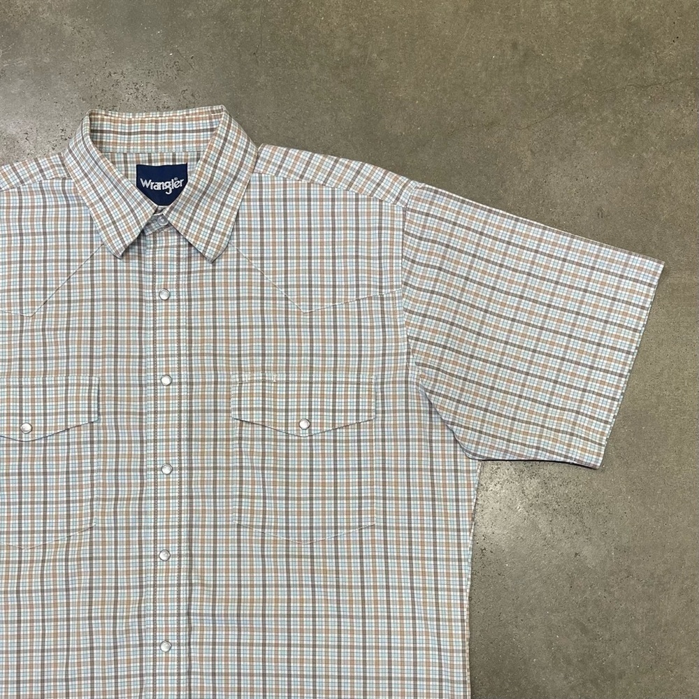VTG 90s Wrangler Brushpopper Check Pearl Snap Western Shirt